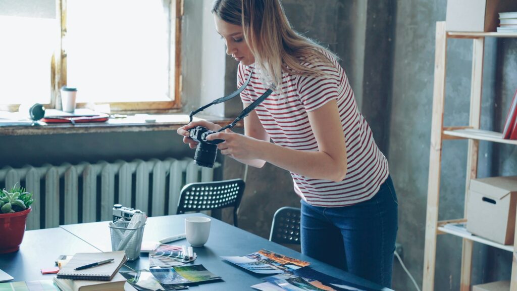 A creator photographing a flat lay for social media